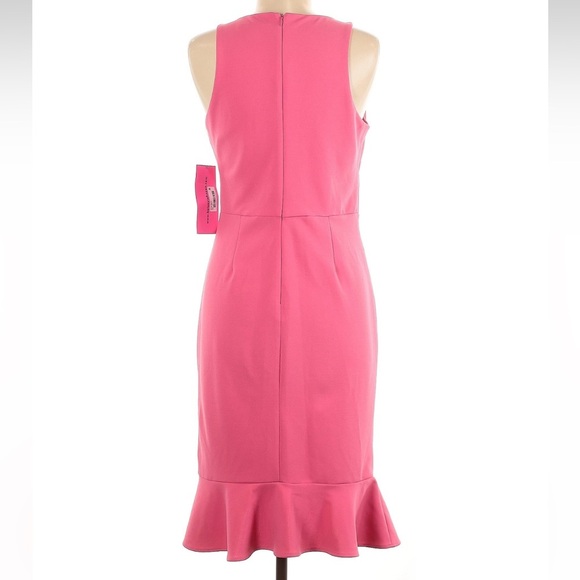 Betsey Johnson Hot Barbie Bubble Gun Pink V-Neck Sheath Midi Dress Size 8 M NWT - Picture 3 of 6